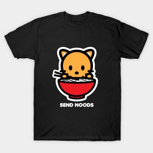 Cat Kitten Send Noods Food Noodles Pho Ramen Funny Animal T-Shirt